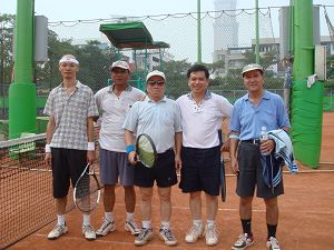 96年度網球會內賽-周技師、吳技師、蔡技師、邱技師、林技師比賽合影
